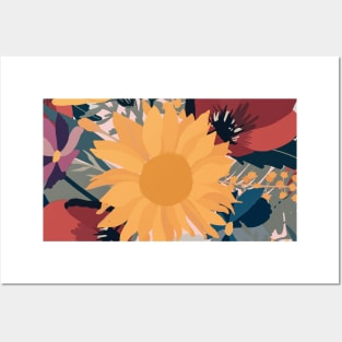 Modern Sunflowers Floral Autumn Colors Design Posters and Art